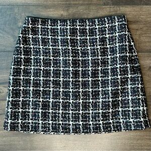 Loft Shimmer Tweed Mini Skirt - Size 10 - NWT - Black White Metallic Multicolor